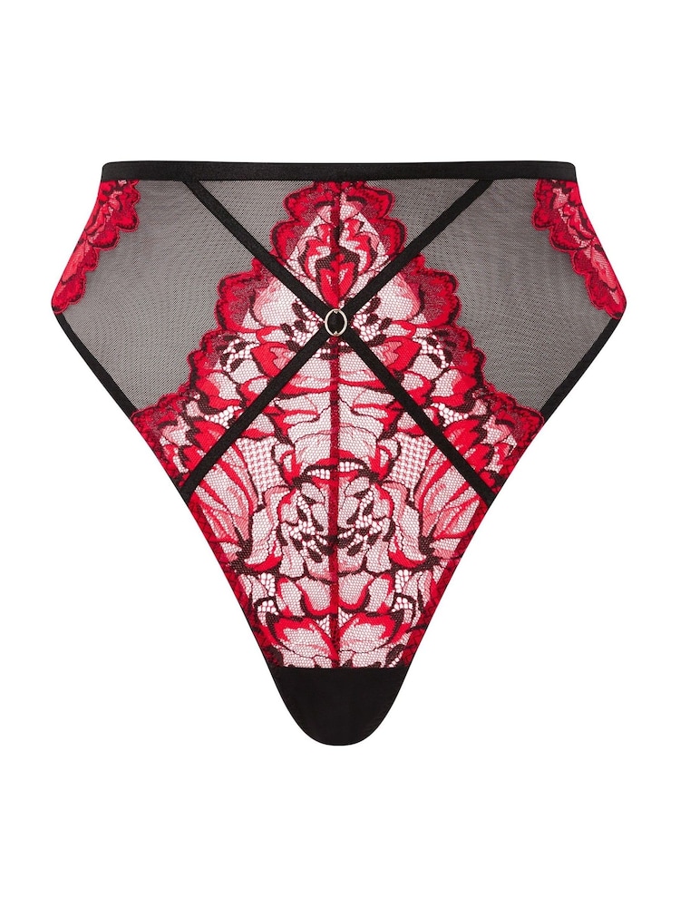 Ann Summers Red Thong Nightfall Floral Lace Brazilian Knickers - Image 6 of 6