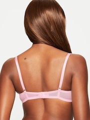 Ann Summers Pink Non Pad Plunge Sexy Lace Flocked Non Pad Plunge Bra - Image 3 of 6