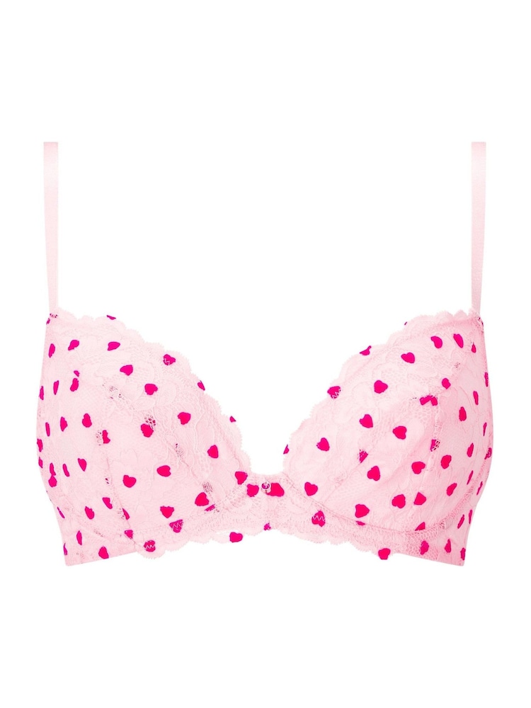 Ann Summers Pink Non Pad Plunge Sexy Lace Flocked Non Pad Plunge Bra - Image 6 of 6