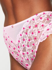 Ann Summers Pink Sexy Lace Flocked High Waist Brazilian Knickers - Image 3 of 6