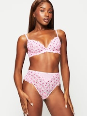 Ann Summers Pink Sexy Lace Flocked High Waist Brazilian Knickers - Image 4 of 6