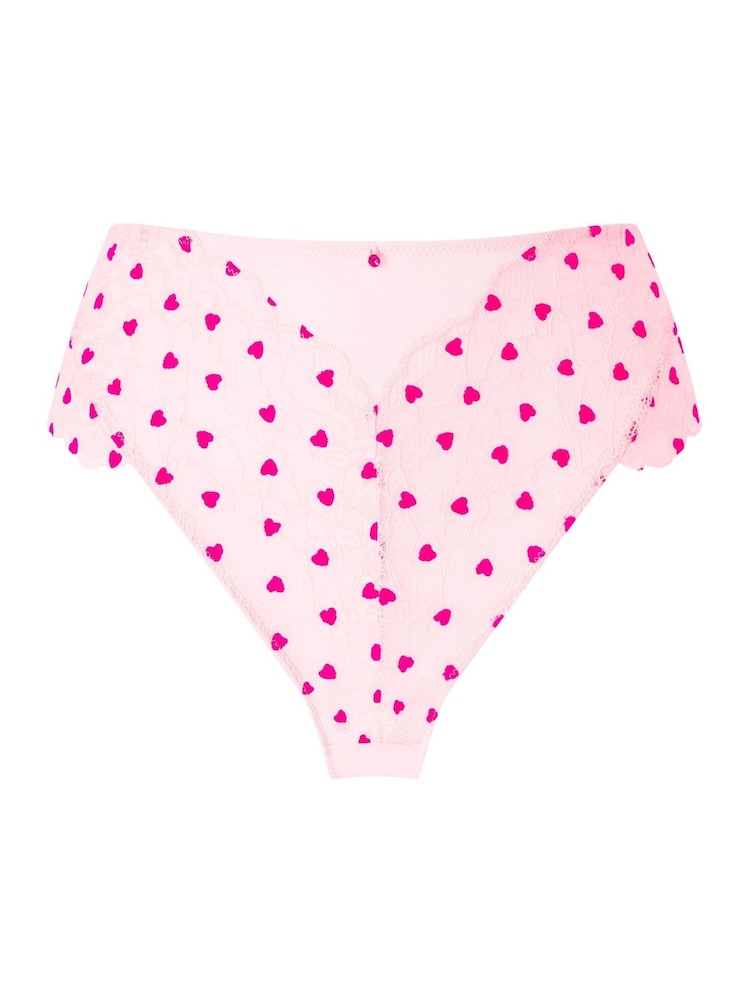 Ann Summers Pink Sexy Lace Flocked High Waist Brazilian Knickers - Image 6 of 6