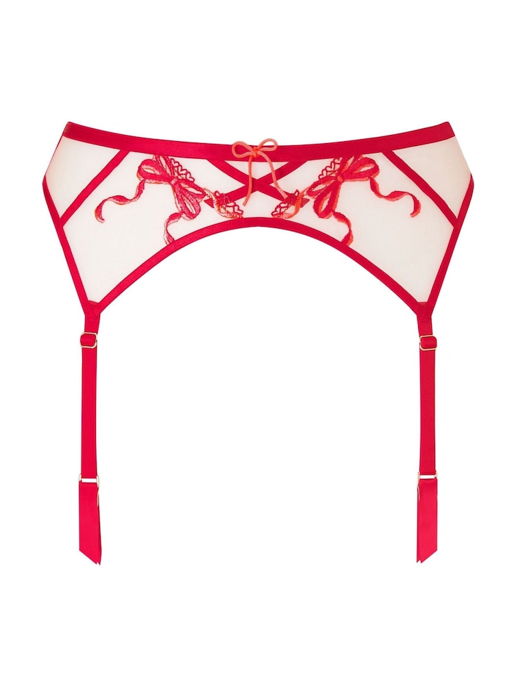 Ann Summers Red Bound By Love Bow Embroidery Suspender Belt - Image 6 of 6
