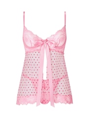 Ann Summers Pink Bon Bon Heart Babydoll Mesh Set - Image 6 of 6