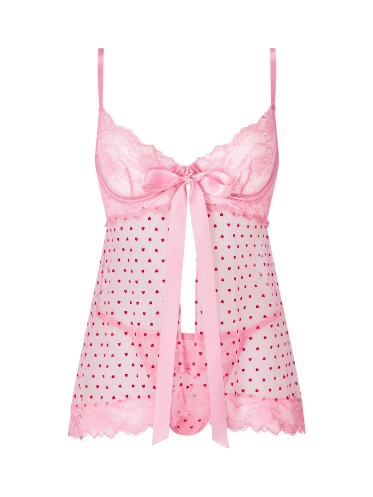 Ann Summers Bon Bon Babydoll-Netzset mit Herzmuster - Bild 6 von 6 Ann Summers Bon Bon Babydoll-Netzset mit Herzmuster - Bild 6 von 6