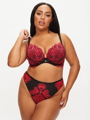 Ann Summers Black Nightfall Floral Lace Fuller Bust Padded Plunge Bra - Image 3 of 5