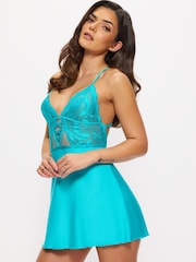 Ann Summers Blue Sweet Surrender Satin & Lace Chemise Slip - Image 1 of 5