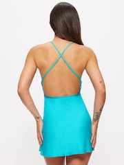 Ann Summers Blue Sweet Surrender Satin & Lace Chemise Slip - Image 2 of 5