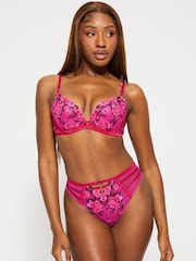 Ann Summers Pink Everlasting Love Floral Embroidered Lace High Waist Brazilian Knickers - Image 4 of 6