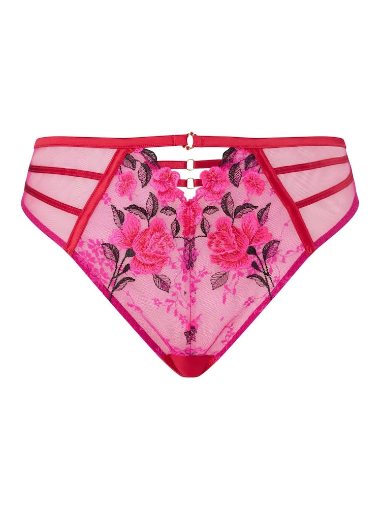 Ann Summers Pink Everlasting Love Floral Embroidered Lace High Waist Brazilian Knickers - Image 6 of 6