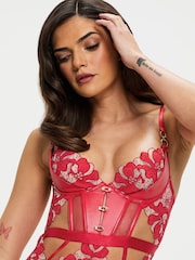Ann Summers Red Dark Side Floral Embroidered Crotchless Body - Image 4 of 6