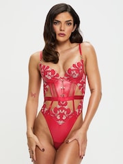 Ann Summers Red Dark Side Floral Embroidered Crotchless Body - Image 5 of 6