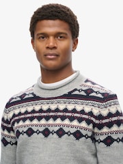 Superdry Grey Fairisle Roll Neck Jumper - Image 2 of 3