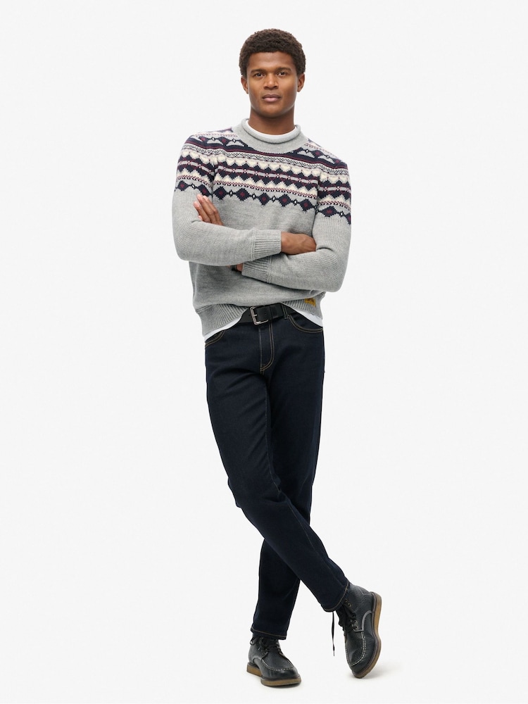 Superdry Grey Fairisle Roll Neck Jumper - Image 3 of 3