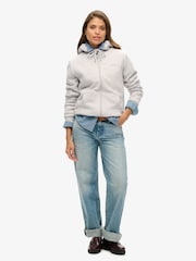 Superdry Grey Borg Lined Zip Hoodie - Image 2 of 3