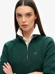 Superdry Green Classic Knit Half Zip 100% Cotton Jumper - Image 3 of 3
