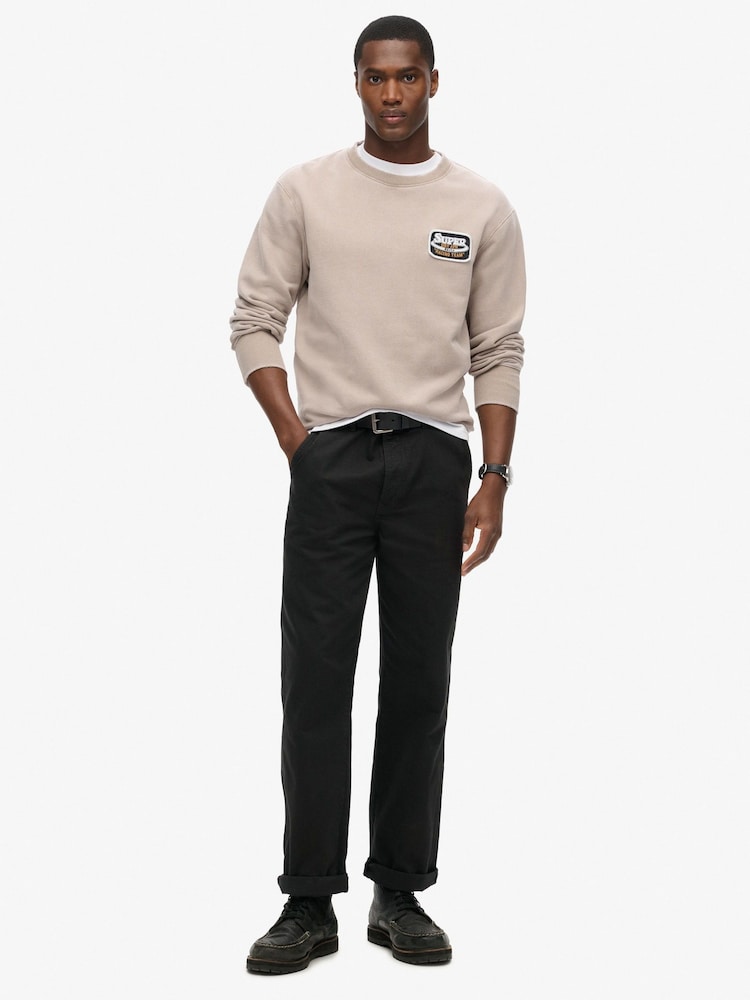 Superdry Grey Loose Fit Mechanic Crew 100% Organic Cotton Sweatshirt - Image 2 of 3