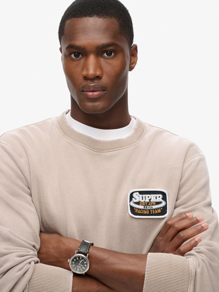 Superdry Grey Loose Fit Mechanic Crew 100% Organic Cotton Sweatshirt - Image 3 of 3