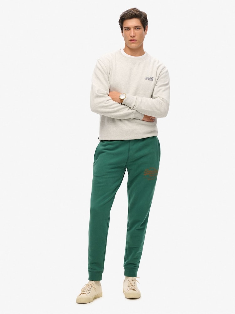 Superdry Green Classic Vintage Logo Graphic Joggers - Image 2 of 3