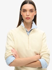 Superdry Cream Classic 100% Cotton Knit Half Zip Jumper - Image 3 of 3