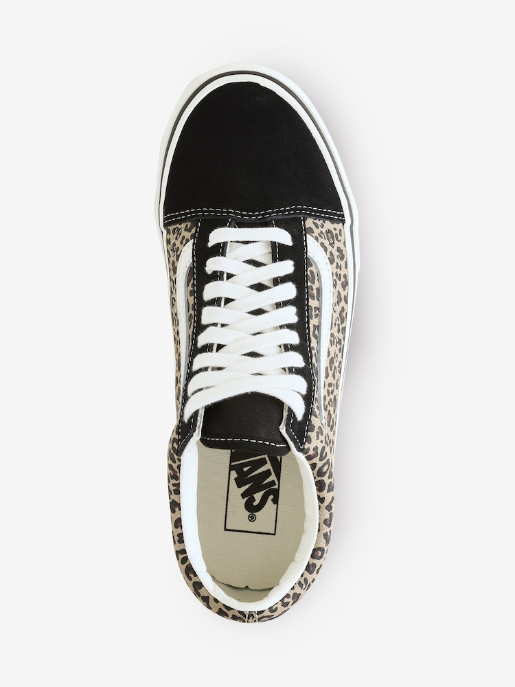Vans Womens Leopard Old Skool Trainers - Image 2 of 4