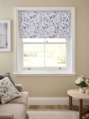 Natural/Blue Ready Made Blackout Honesty Leaf Floral Print Roller Blind - Image 1 of 6