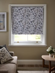 Natural/Blue Ready Made Blackout Honesty Leaf Floral Print Roller Blind - Image 2 of 6