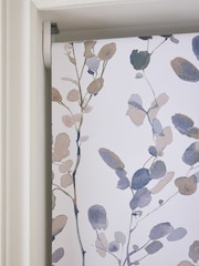 Natural/Blue Ready Made Blackout Honesty Leaf Floral Print Roller Blind - Image 3 of 6