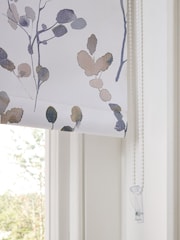 Natural/Blue Ready Made Blackout Honesty Leaf Floral Print Roller Blind - Image 5 of 6