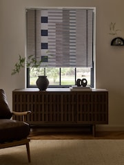 Grey/Natural Ready Made Blackout Stripe Geometric Print Roller Blind - Image 3 of 6