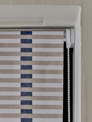 Grey/Natural Ready Made Blackout Stripe Geometric Print Roller Blind - Image 6 of 6
