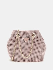 Rosa - Guess Zalina Rhinestone Embellished Pouch Bucket Bag - Imagen 1 de 4
