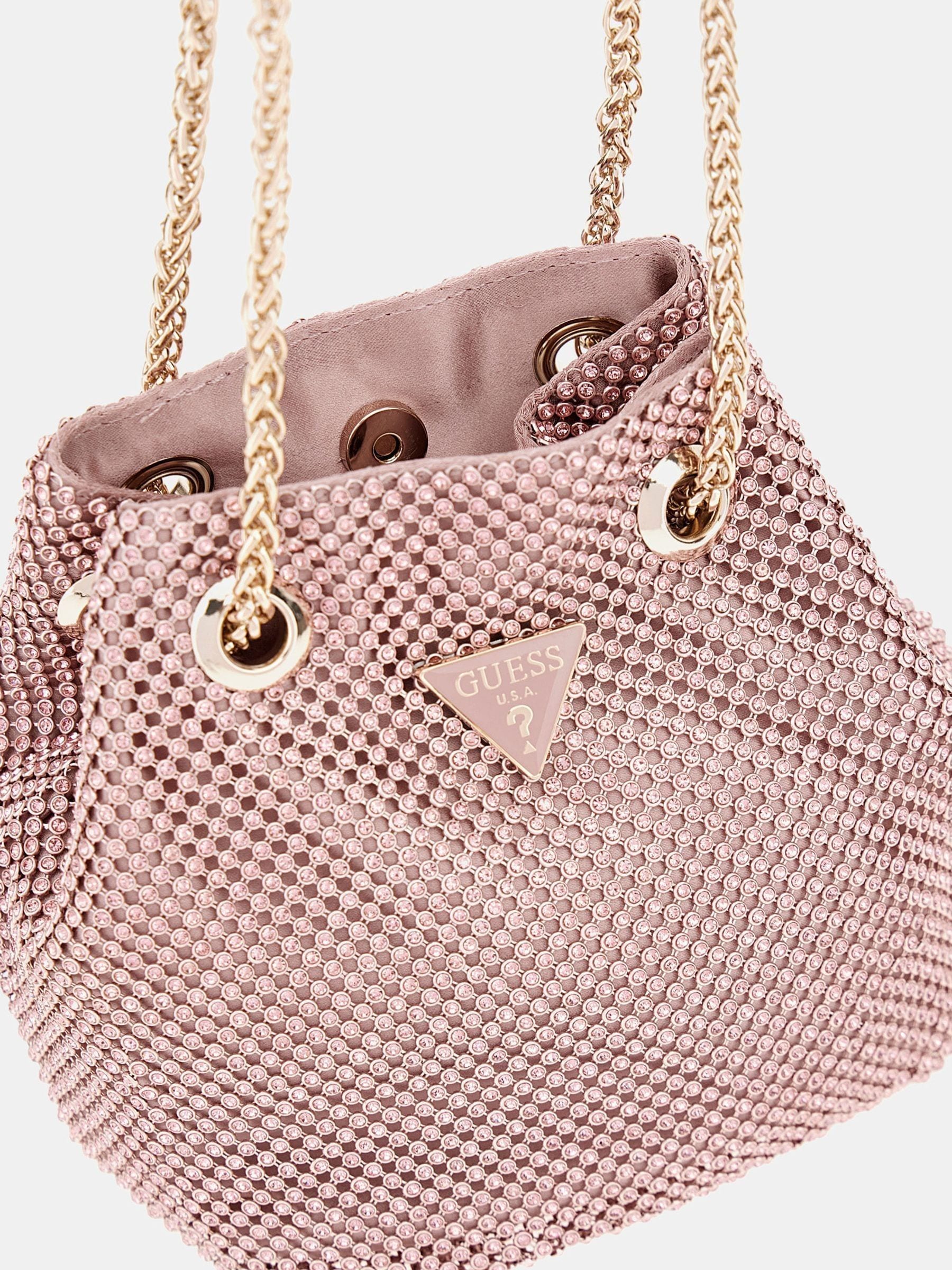 Buy Guess Pink Zalina Rhinestone Embellished Pouch Bucket Bag from