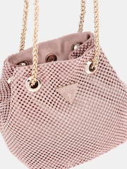 Rosa - Guess Zalina Rhinestone Embellished Pouch Bucket Bag - Imagen 3 de 4