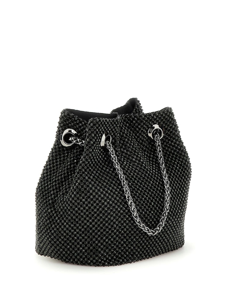 Guess Zalina Rhinestone Embellished Pouch Bucket Bag - Image 2 of 4