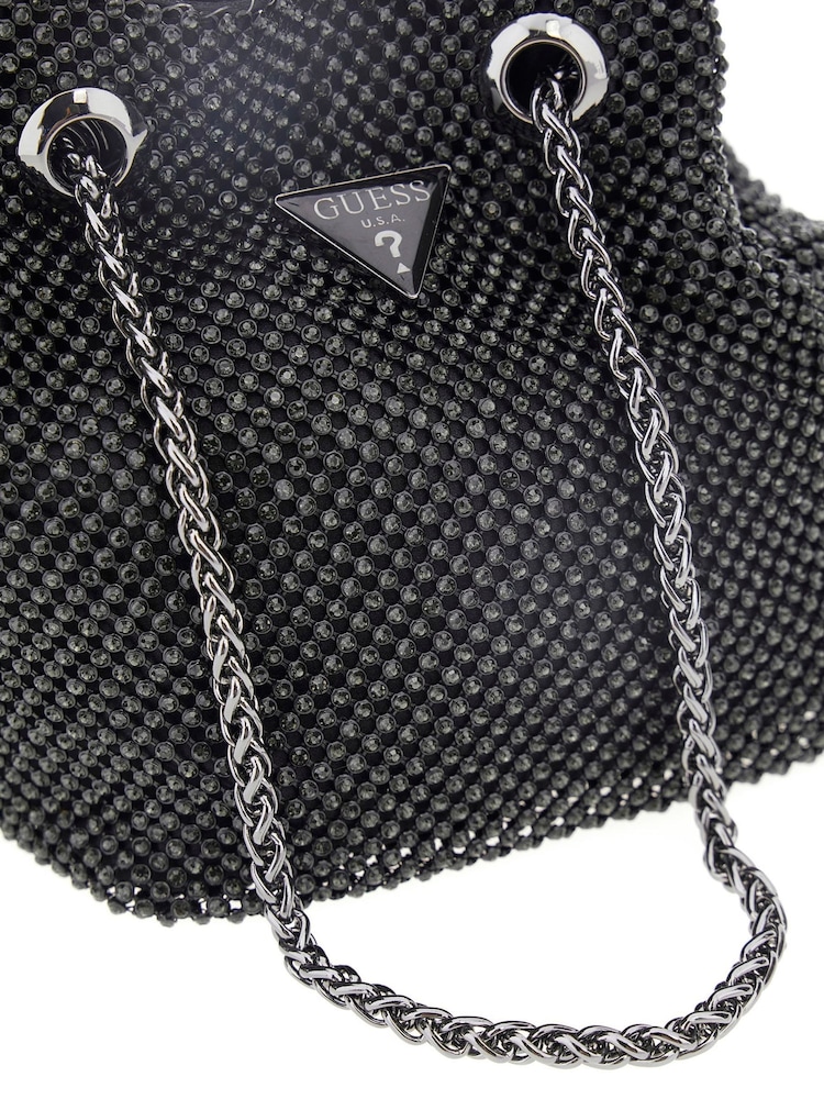 Guess Zalina Rhinestone Embellished Pouch Bucket Bag - Image 4 of 4