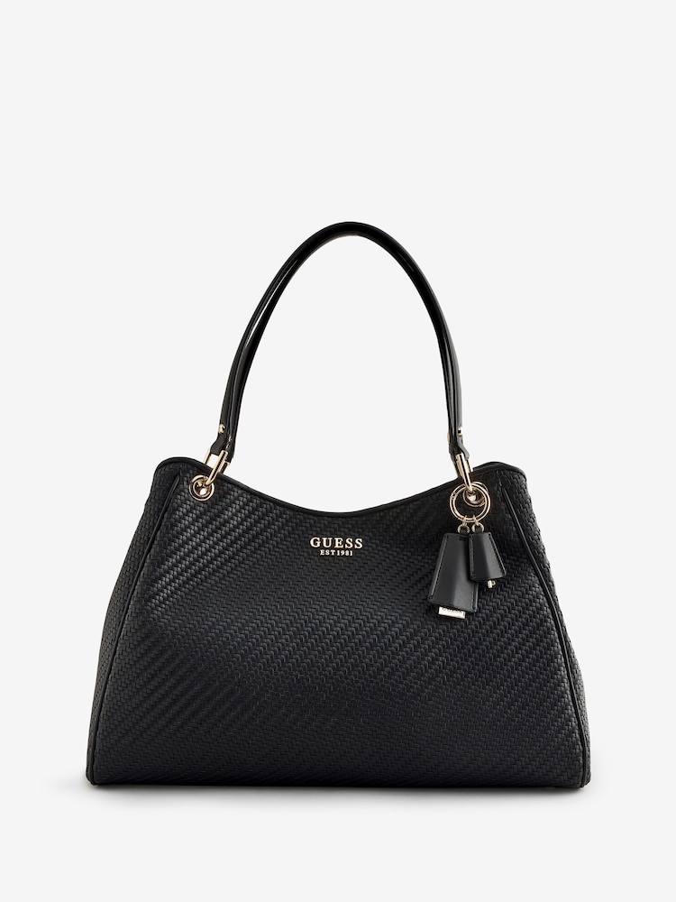 Guess Mirema Woven Girlfriend Black Shoulder Bag - Image 1 of 1
