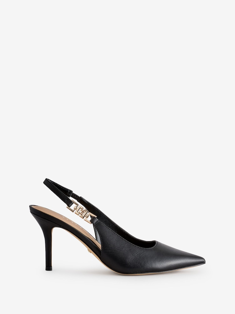 Negro - Guess Nassha Logo Slingback Court Heel Shoes - Imagen 1 de 1