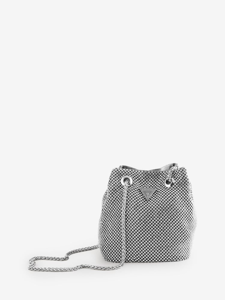 Guess Zalina Rhinestone Embellished Pouch Bucket Bag - Image 1 of 1