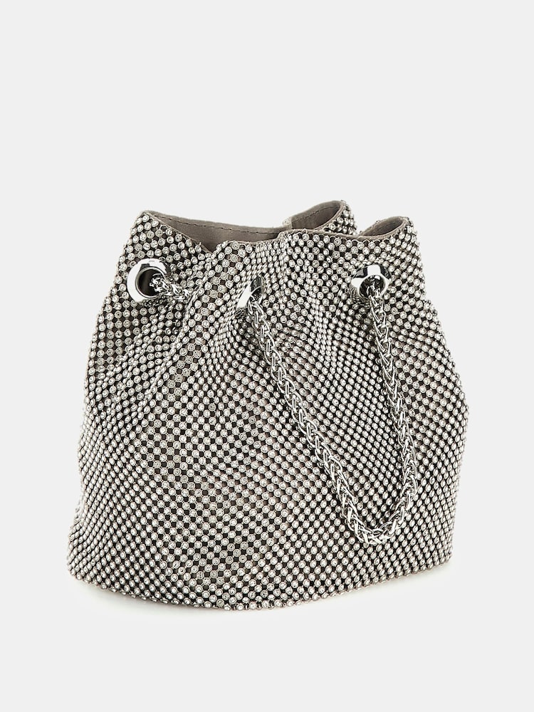 Guess Zalina Rhinestone Embellished Pouch Bucket Bag - Image 2 of 4