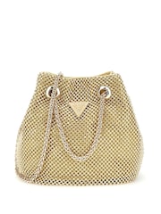 Dorado - Guess Zalina Rhinestone Embellished Pouch Bucket Bag - Imagen 1 de 4