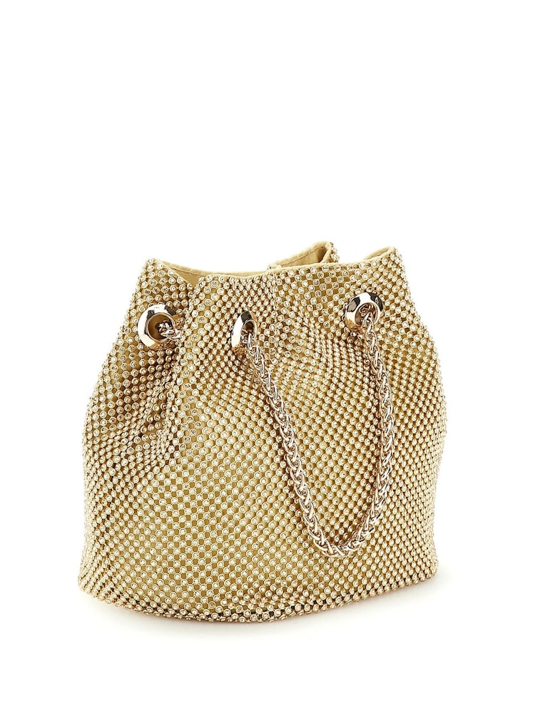 Dorado - Guess Zalina Rhinestone Embellished Pouch Bucket Bag - Imagen 2 de 4