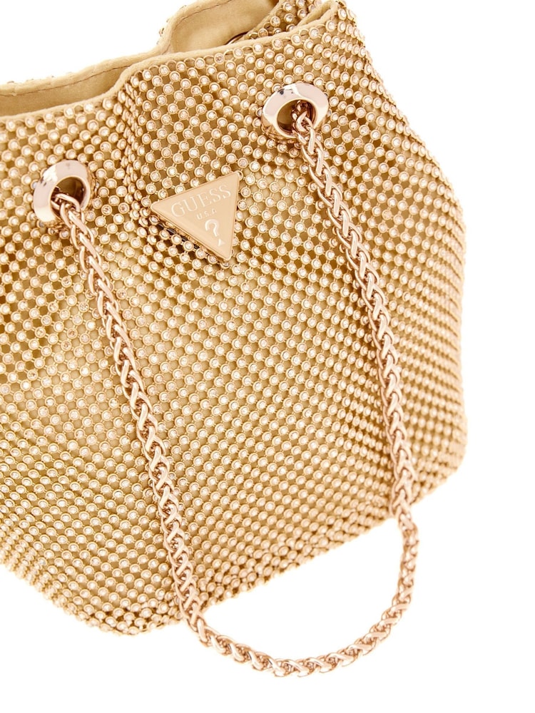 Dorado - Guess Zalina Rhinestone Embellished Pouch Bucket Bag - Imagen 4 de 4