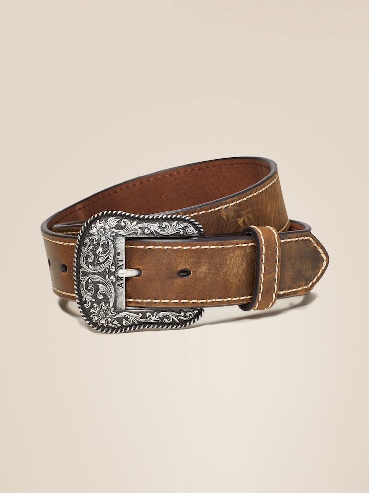 Ariat Accent Western Brown Leather Belt - Image 1 of 1