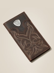 Ariat Western Logo Boot Stitch Rodeo Brown Leather Wallet - Image 1 of 2