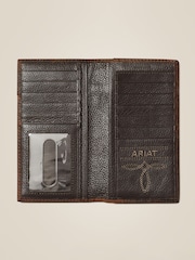 Ariat Western Logo Boot Stitch Rodeo Brown Leather Wallet - Image 2 of 2