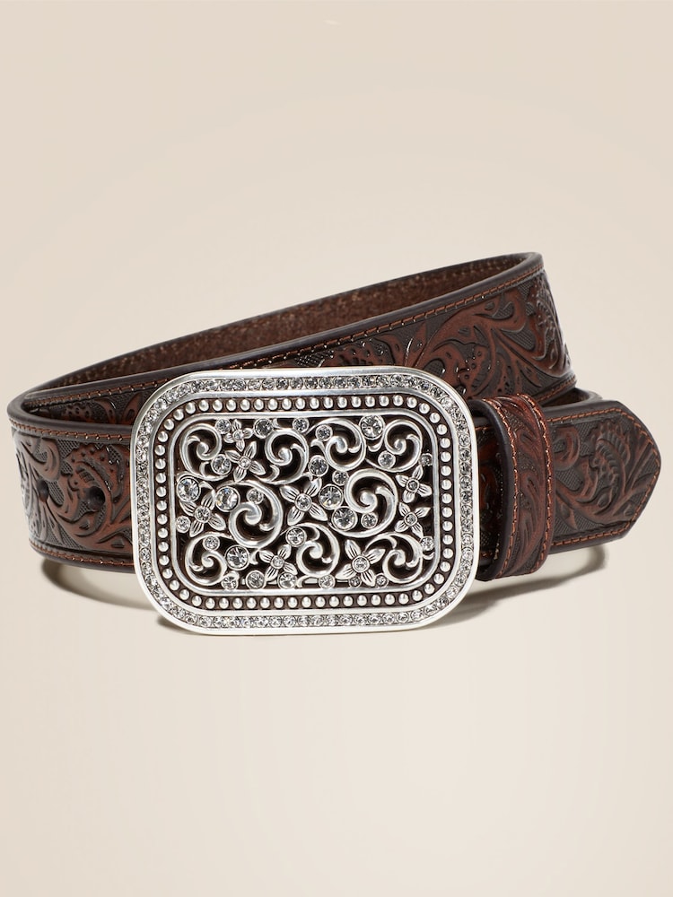 Ariat Western Rhinestone Filigree Leather Belt - Image 1 of 1