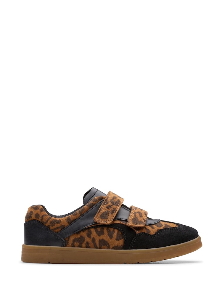 Clarks Leopard Older Girls Disco Vibe Trainers - Image 1 of 6