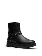 Clarks Black Standard Fit (F) Older Girls Trend Look BT 1 Prague Buckle Boots - Image 3 of 6