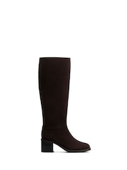Temno rjava barva - Clarks Chamberly Hi Leather Knee High Boots - Slika 1 iz 6
